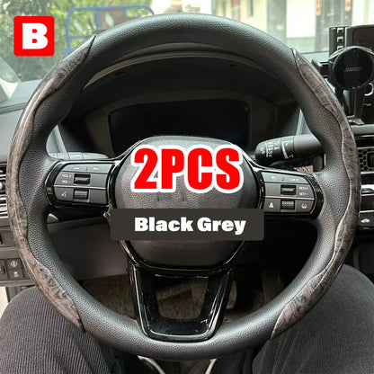 2/3PCS Carbon Fiber Silicone Car Steering Wheel Cover Custom Anti-Skid Booster Cover Auto Accessories 38Cm for Auto Deco 2024