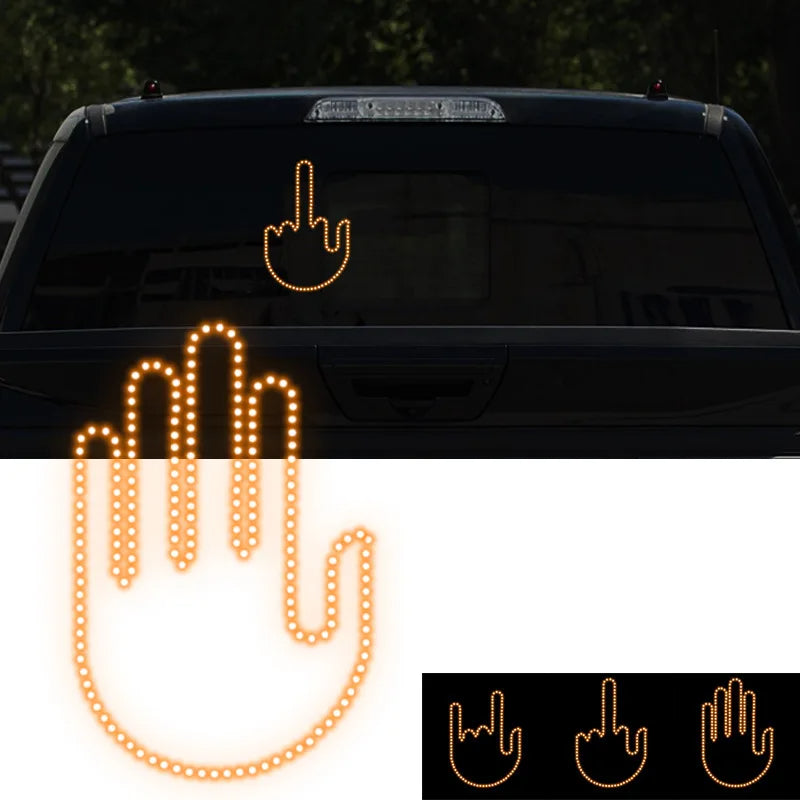 LED Gesture Light for Vehicles with Remote Control - Illuminated Middle Finger Sign Lamp