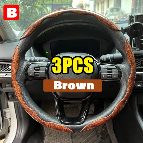 2/3PCS Carbon Fiber Silicone Car Steering Wheel Cover Custom Anti-Skid Booster Cover Auto Accessories 38Cm for Auto Deco 2024