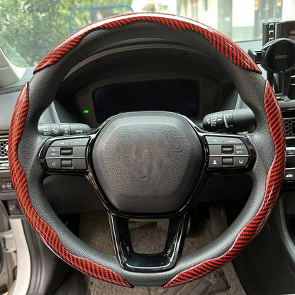 2/3PCS Carbon Fiber Silicone Car Steering Wheel Cover Custom Anti-Skid Booster Cover Auto Accessories 38Cm for Auto Deco 2024