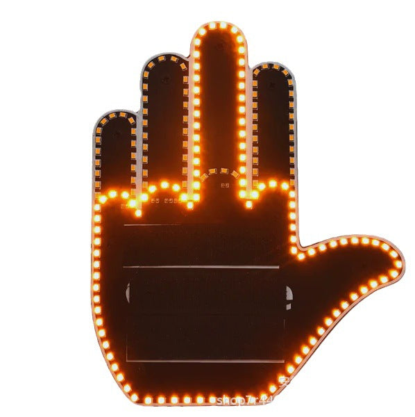 LED Gesture Light for Vehicles with Remote Control - Illuminated Middle Finger Sign Lamp