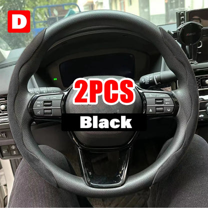 2/3PCS Carbon Fiber Silicone Car Steering Wheel Cover Custom Anti-Skid Booster Cover Auto Accessories 38Cm for Auto Deco 2024