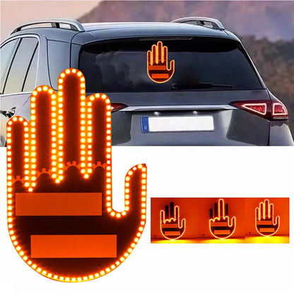 LED Gesture Light for Vehicles with Remote Control - Illuminated Middle Finger Sign Lamp