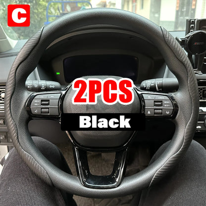 2/3PCS Carbon Fiber Silicone Car Steering Wheel Cover Custom Anti-Skid Booster Cover Auto Accessories 38Cm for Auto Deco 2024